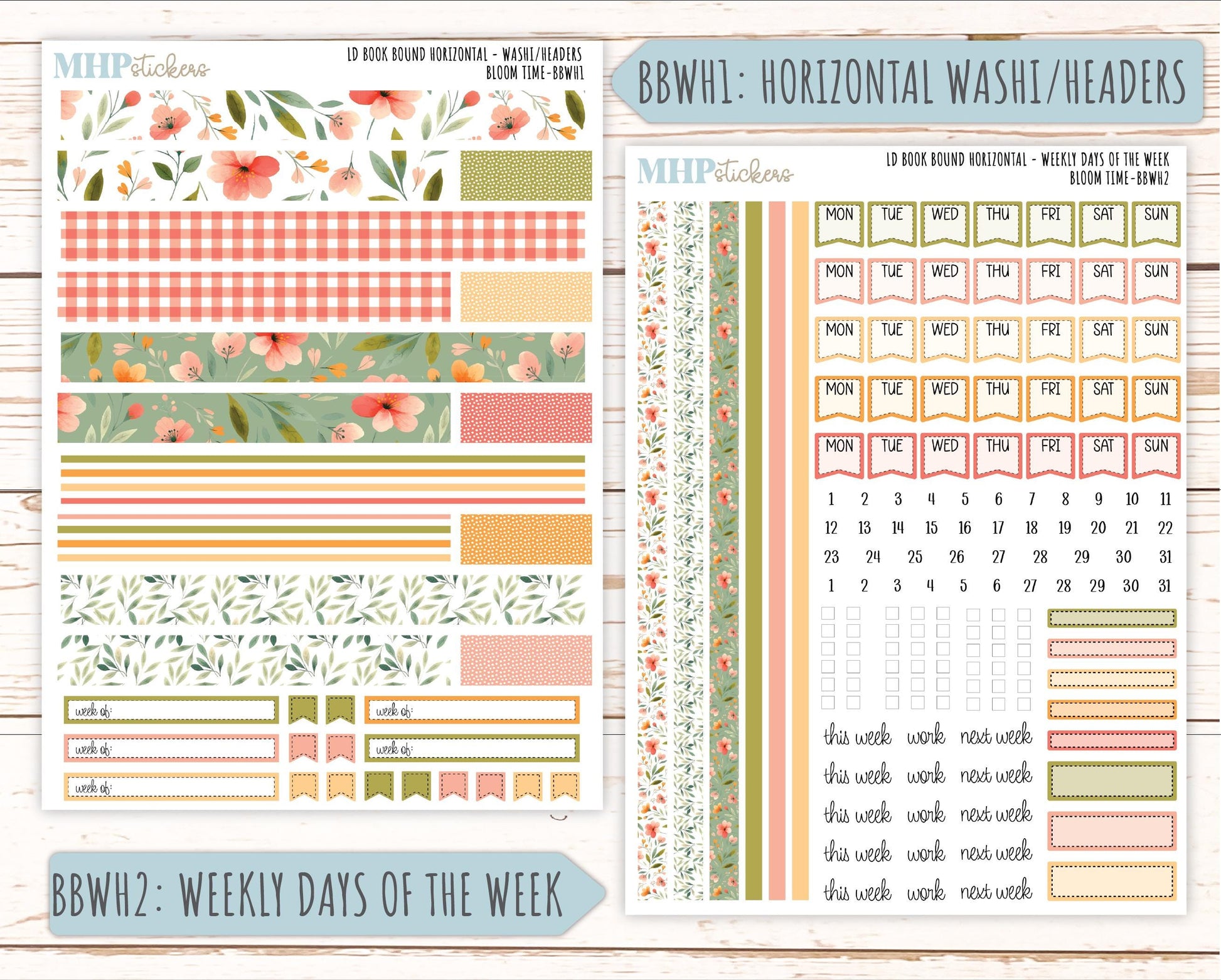 June 2025 Stickers for Laurel Denise BOOK BOUND Planner. "Bloom Time" || BB