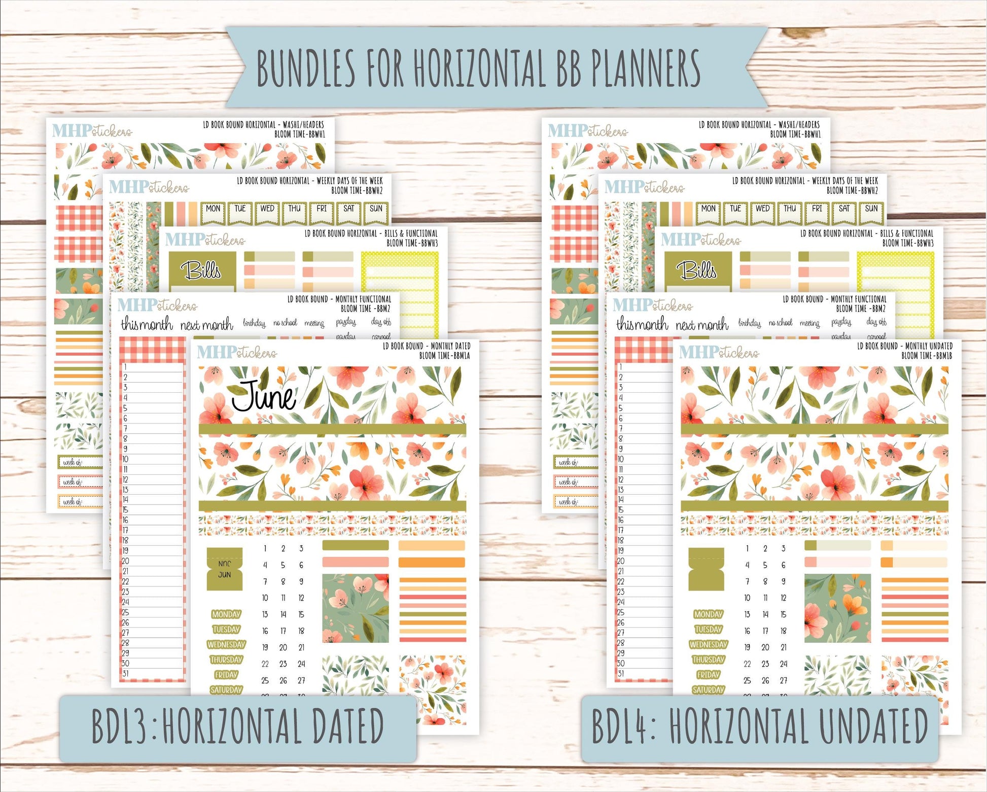 June 2025 Stickers for Laurel Denise BOOK BOUND Planner. "Bloom Time" || BB