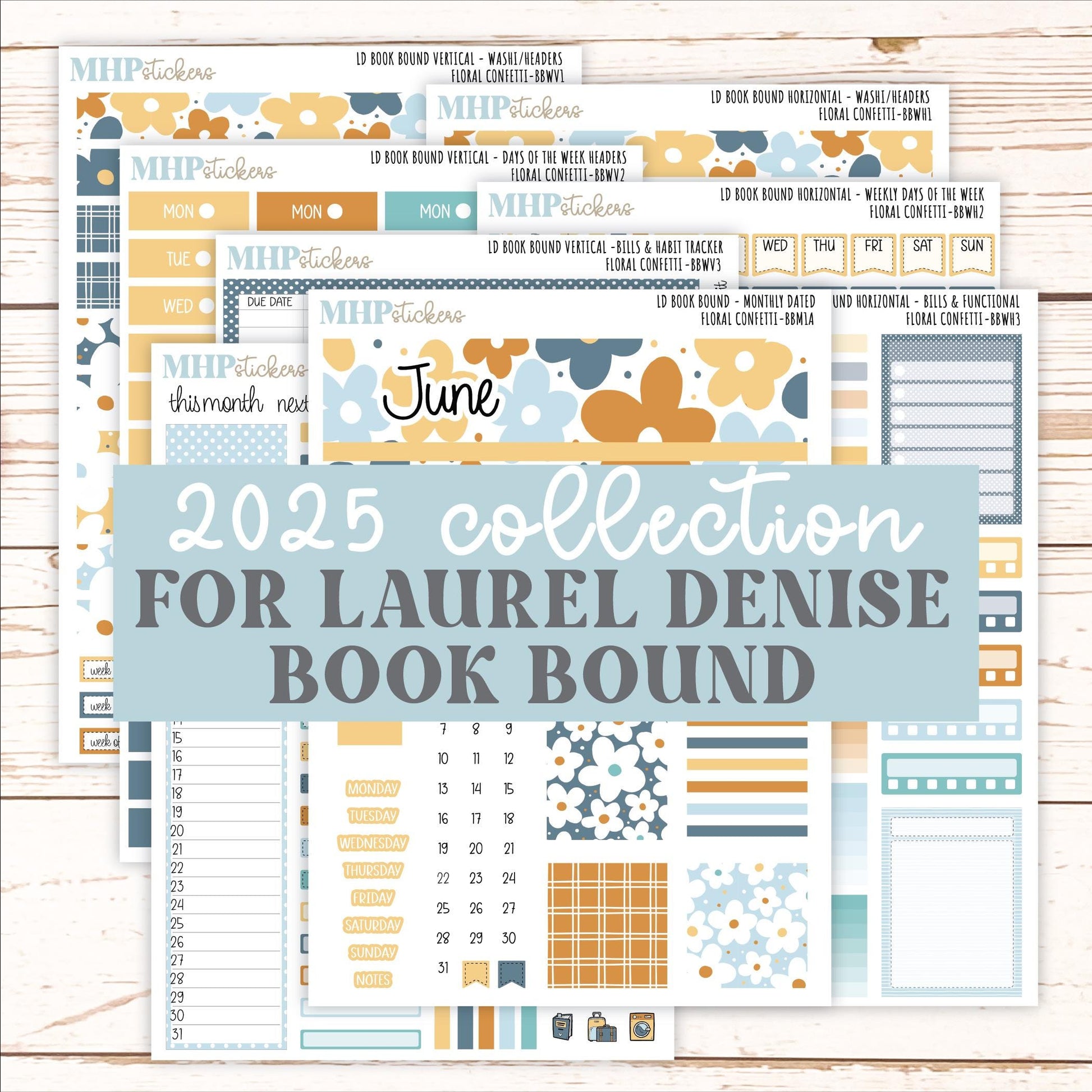 June 2025 Stickers for Laurel Denise BOOK BOUND Planner. "Floral Confetti" || BB