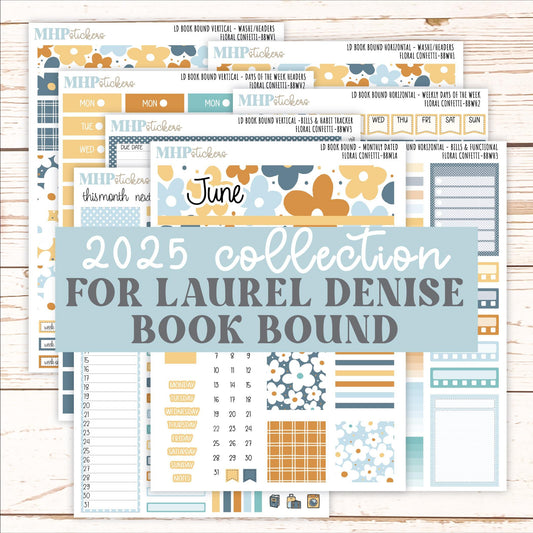 June 2025 Stickers for Laurel Denise BOOK BOUND Planner. "Floral Confetti" || BB