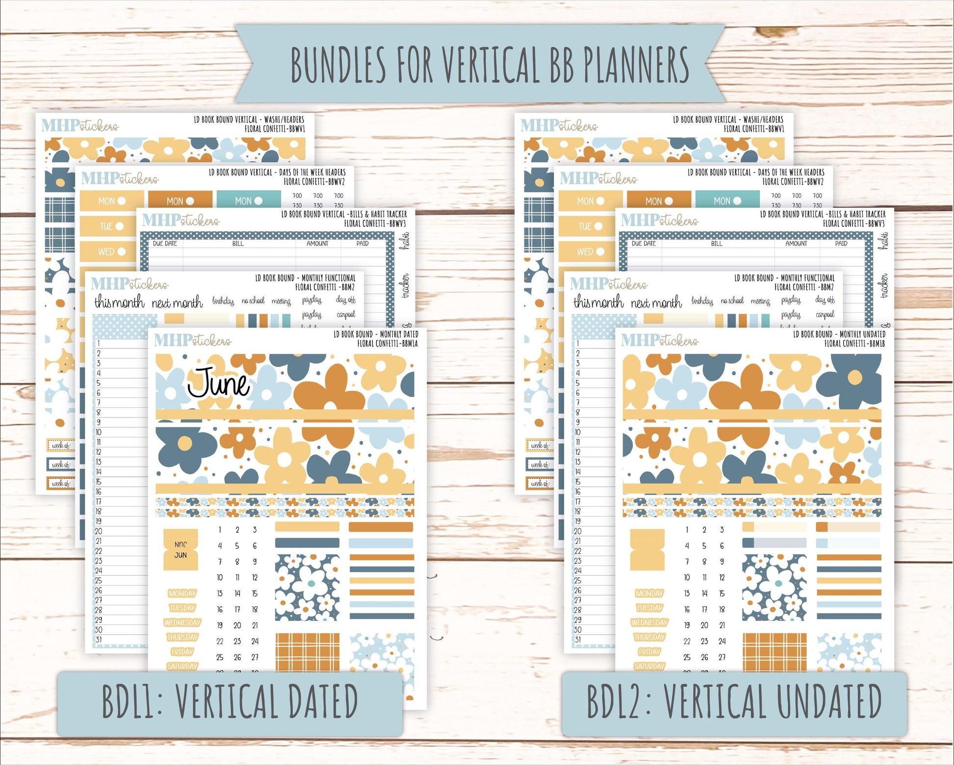 June 2025 Stickers for Laurel Denise BOOK BOUND Planner. "Floral Confetti" || BB