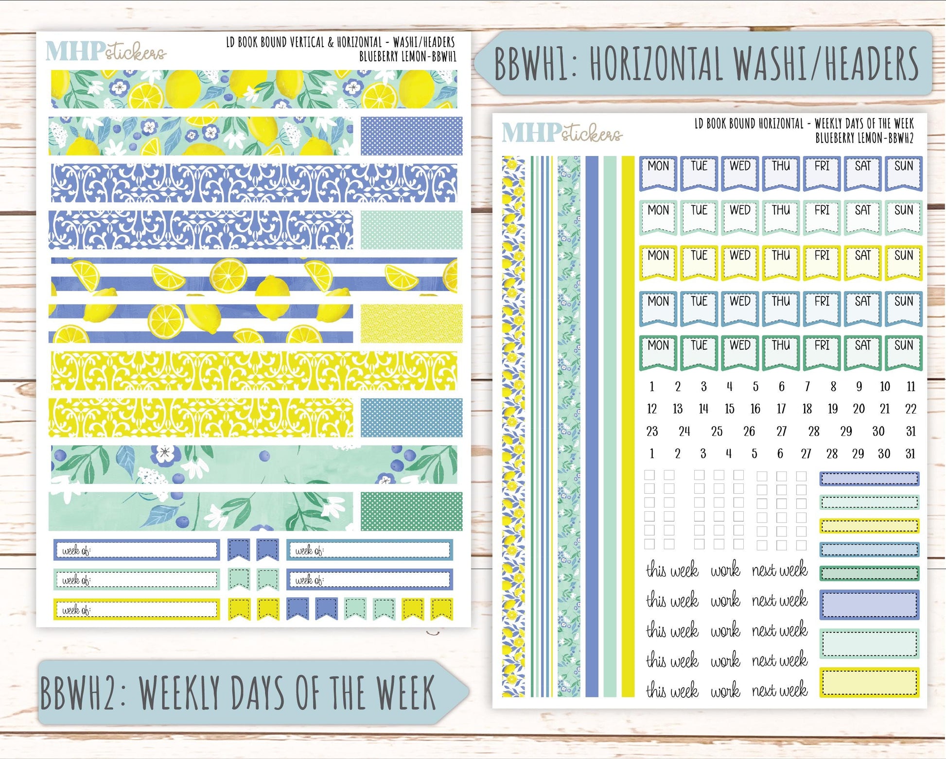July 2025 Stickers for Laurel Denise BOOK BOUND Planner. "Blueberry Lemon" || BB