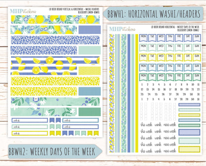 July 2025 Stickers for Laurel Denise BOOK BOUND Planner. "Blueberry Lemon" || BB