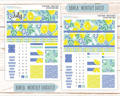 July 2025 Stickers for Laurel Denise BOOK BOUND Planner. "Blueberry Lemon" || BB