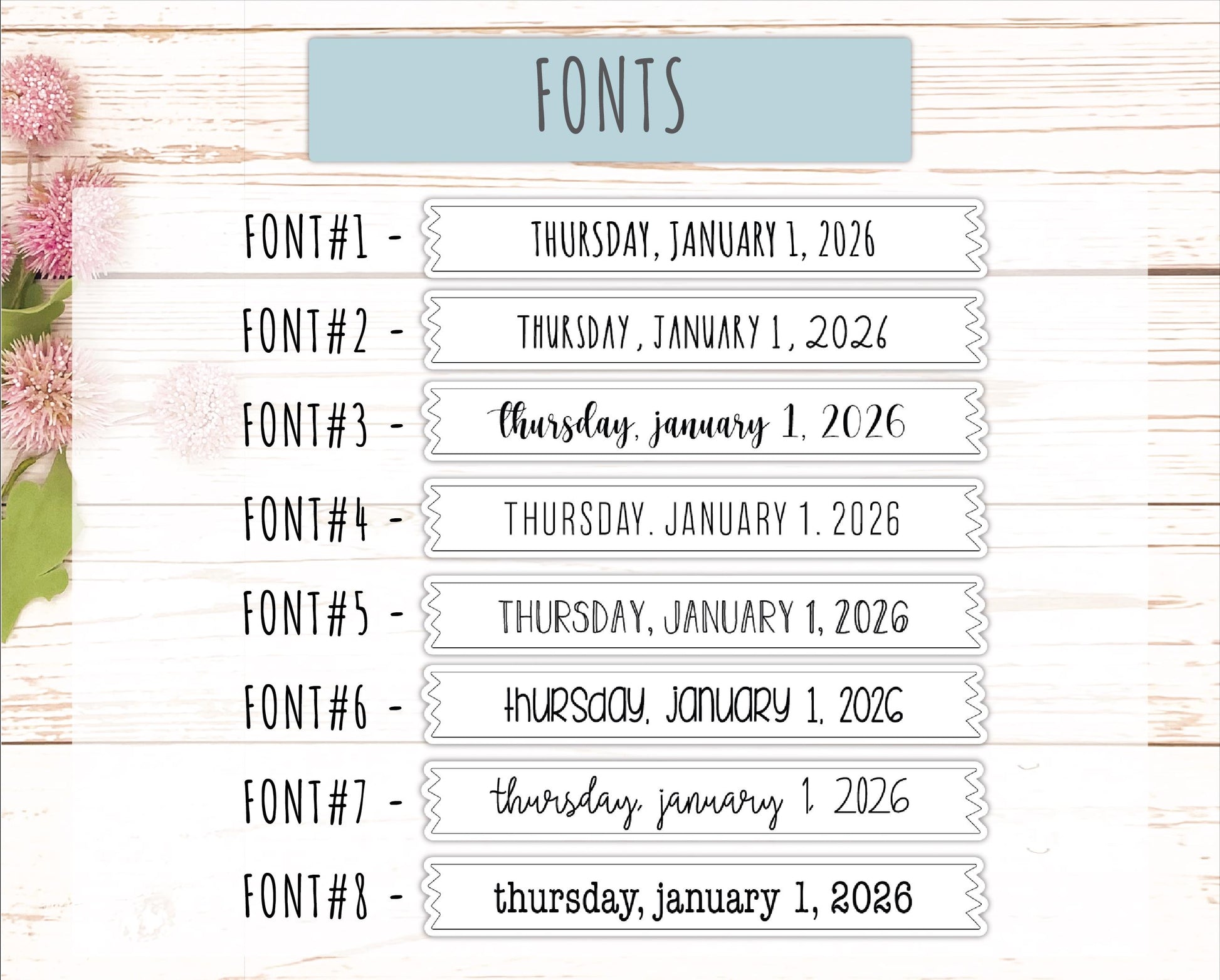 2026 Days of the Year Labels. Month & Number Day for Planners and Bullet Journals. || B301