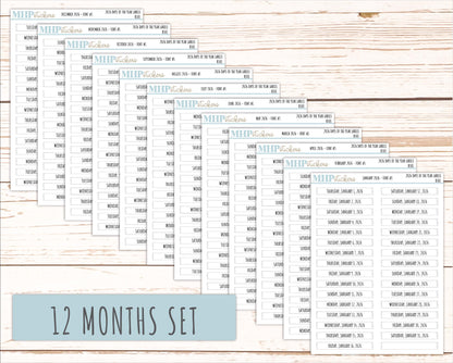 2026 Days of the Year Labels. Month & Number Day for Planners and Bullet Journals. || B301