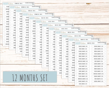 2026 Days of the Year Labels. Month & Number Day for Planners and Bullet Journals. || B301