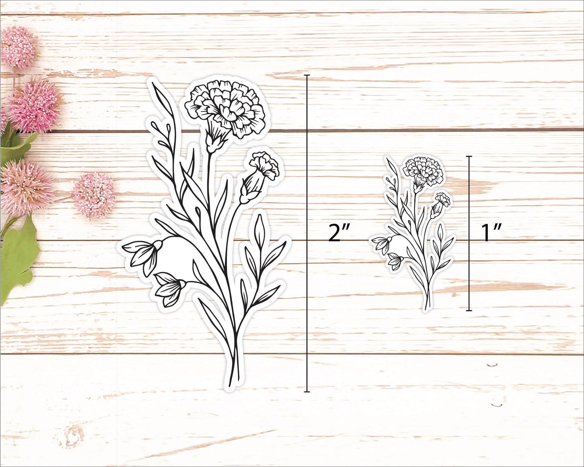 Birth Month Flower Doodle. Flower Bouquet. Planner Stickers || B302