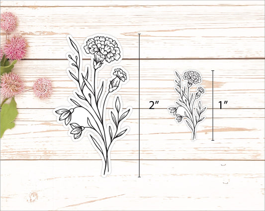 Birth Month Flower Doodle. Flower Bouquet. Planner Stickers || B302