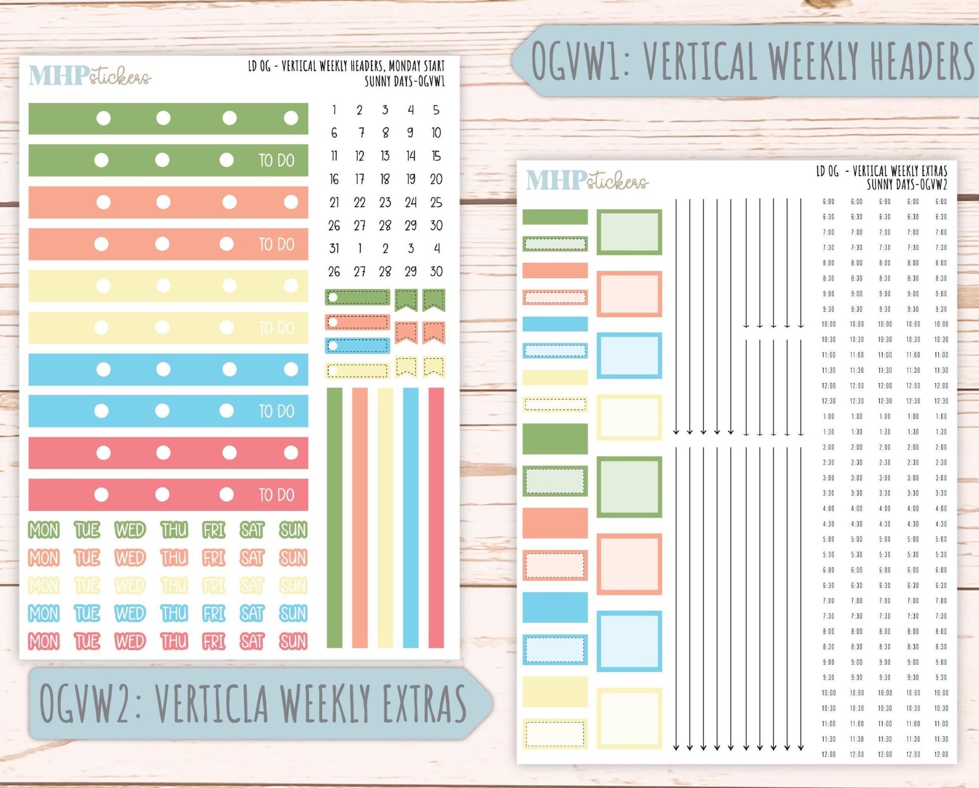 AUGUST 2025 Stickers for Original Size Horizontal & Vertical Laurel Denise Planners. "Sunny Days" || OGSD