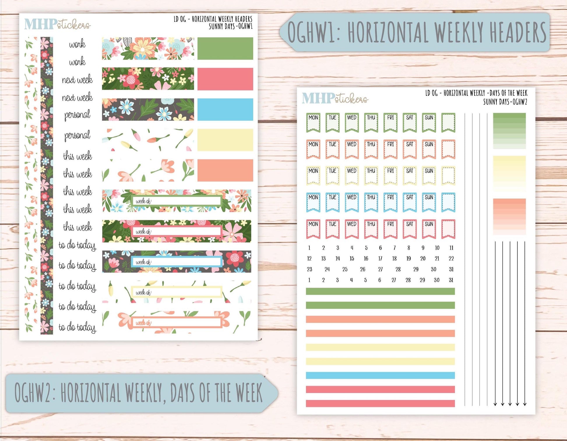 AUGUST 2025 Stickers for Original Size Horizontal & Vertical Laurel Denise Planners. "Sunny Days" || OGSD