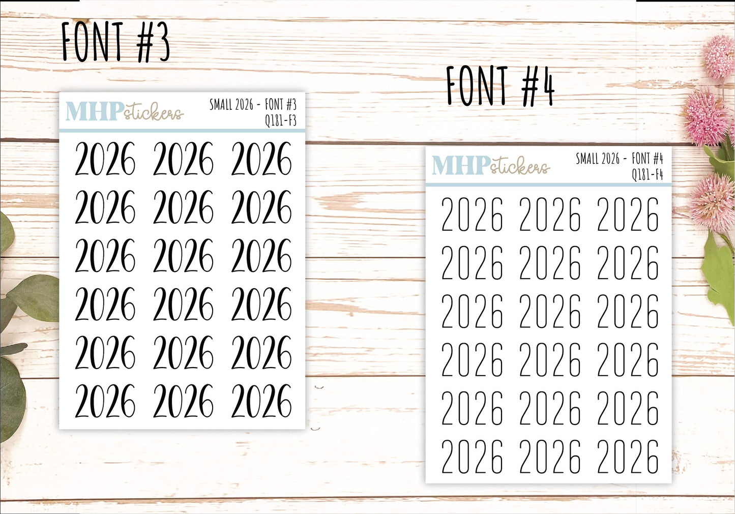 2026 Small Year Stickers for Planners || Q181