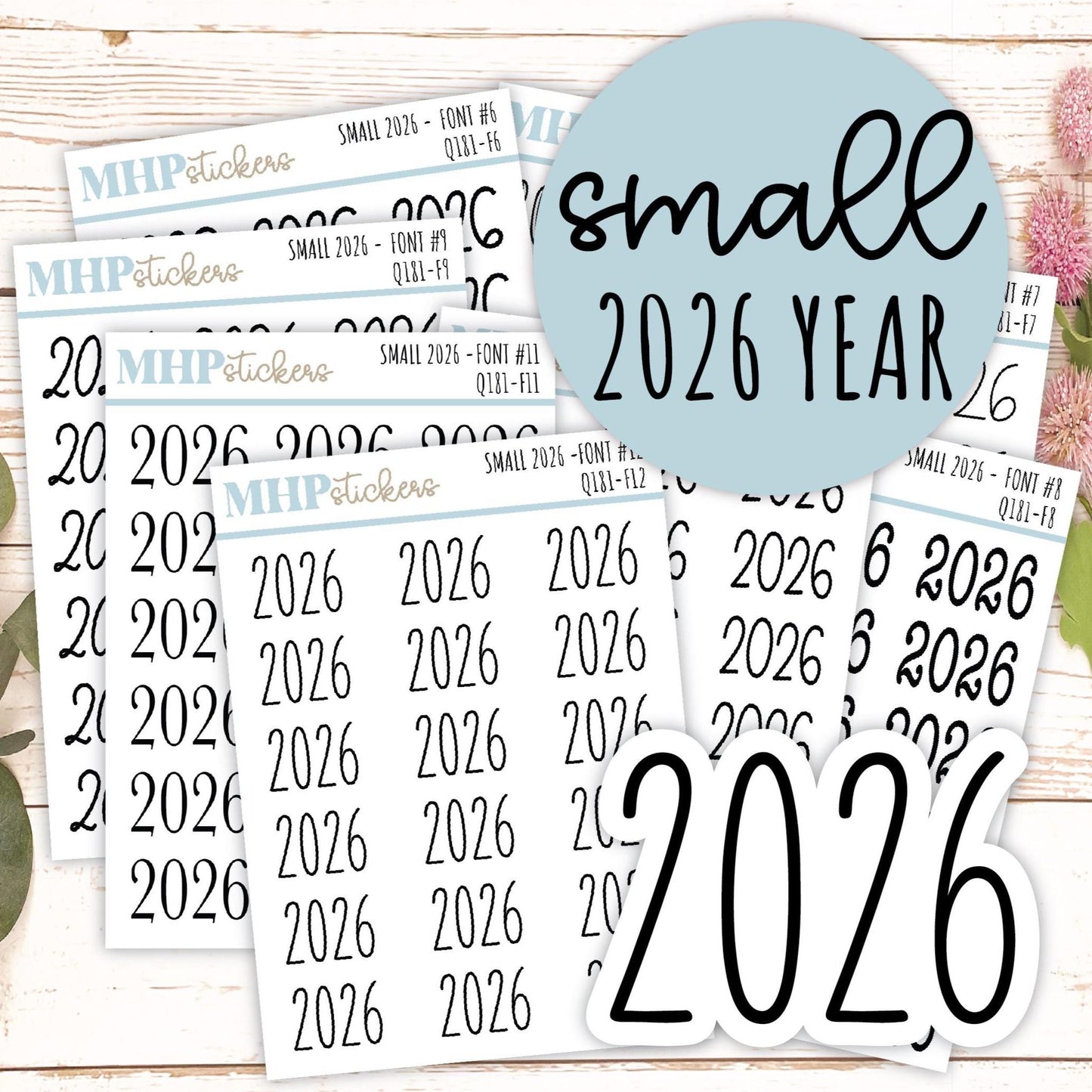 2026 Small Year Stickers for Planners || Q181