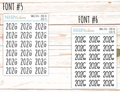 2026 Small Year Stickers for Planners || Q181