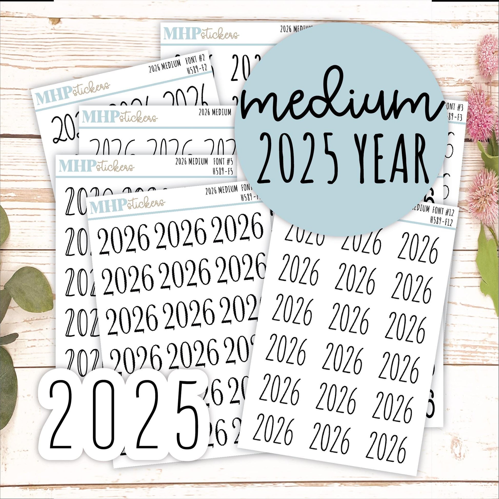 2026 Medium Year Stickers for Planners. || H589