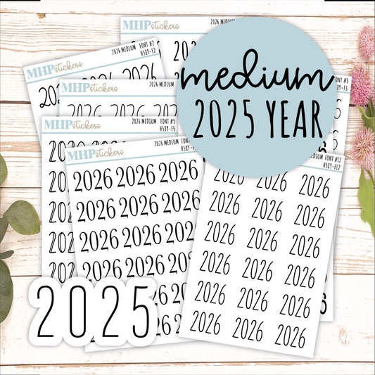 2026 Medium Year Stickers for Planners. || H589