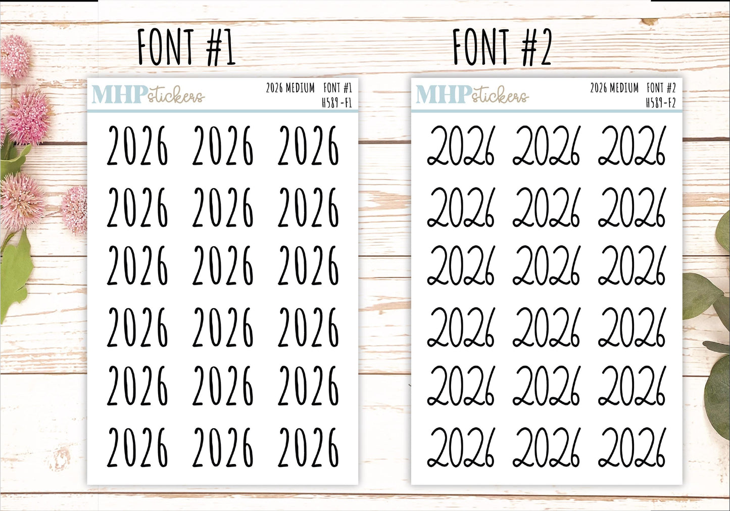 2026 Medium Year Stickers for Planners. || H589