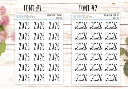 2026 Medium Year Stickers for Planners. || H589