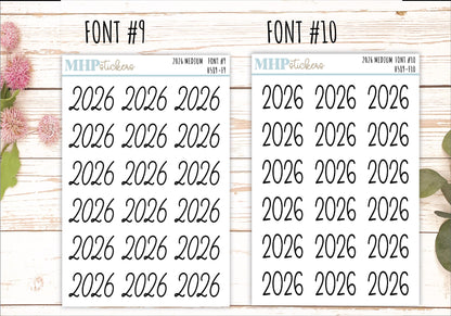 2026 Medium Year Stickers for Planners. || H589