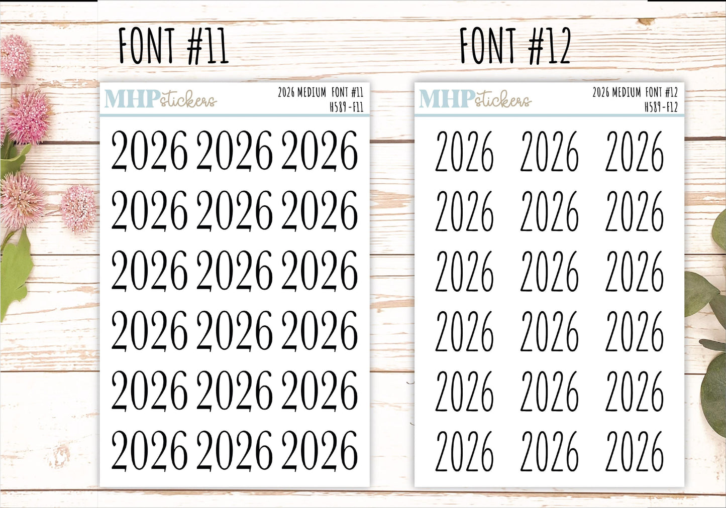 2026 Medium Year Stickers for Planners. || H589