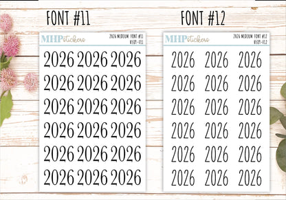 2026 Medium Year Stickers for Planners. || H589
