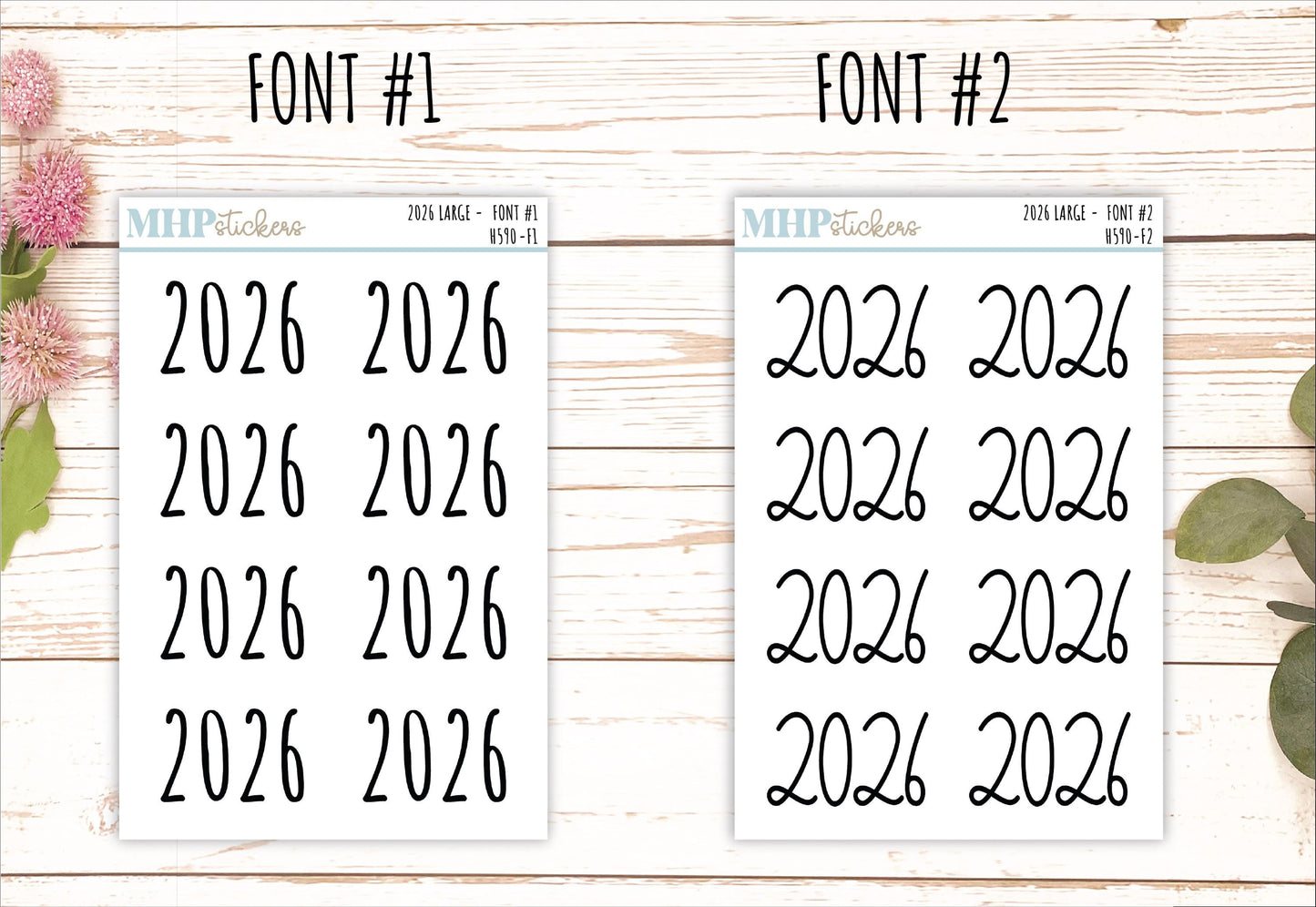 2026 Year Large Size Stickers for Planners || H590