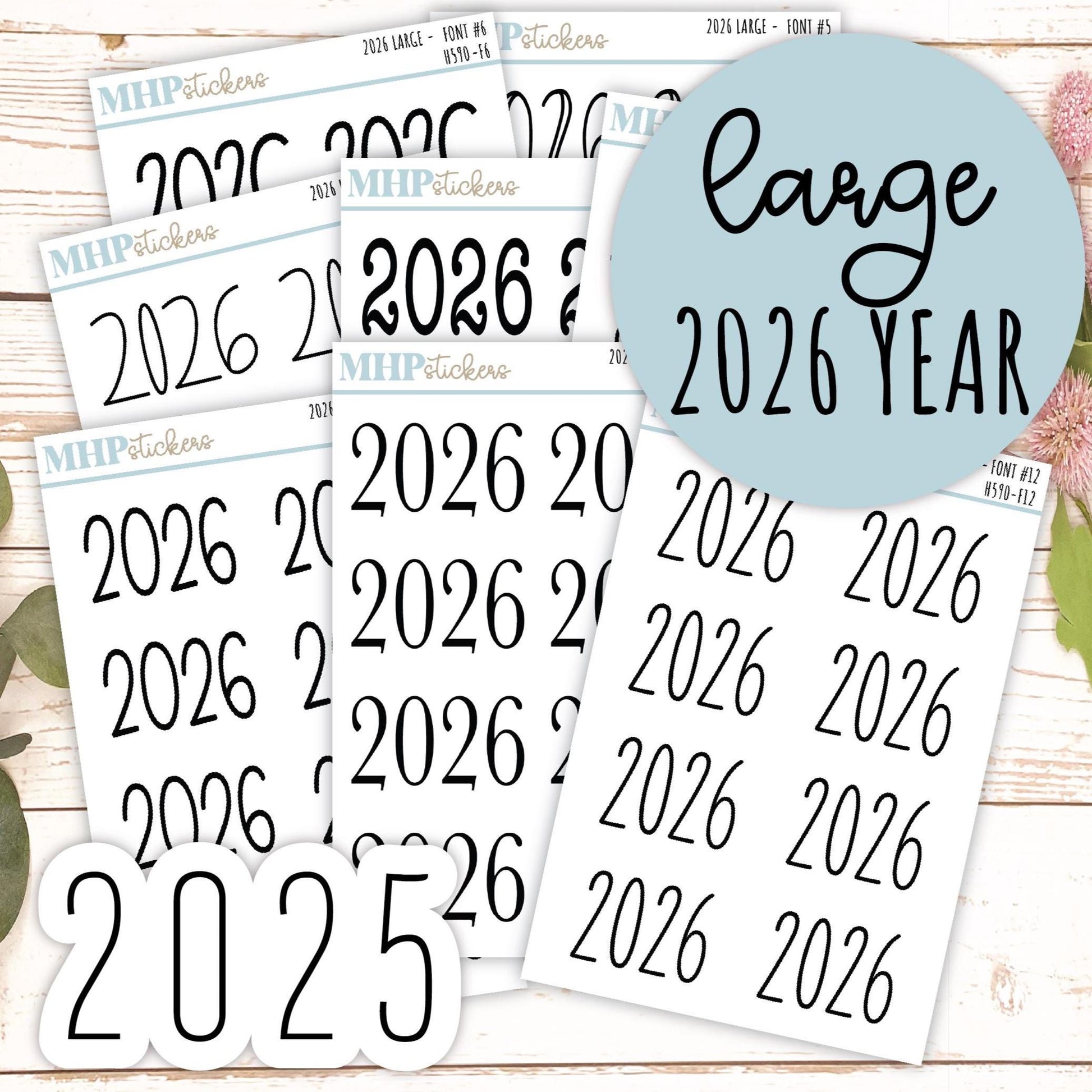 2026 Year Large Size Stickers for Planners || H590