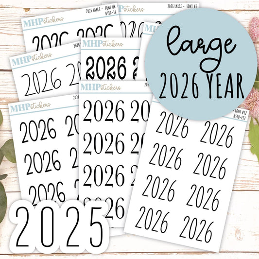 2026 Year Large Size Stickers for Planners || H590