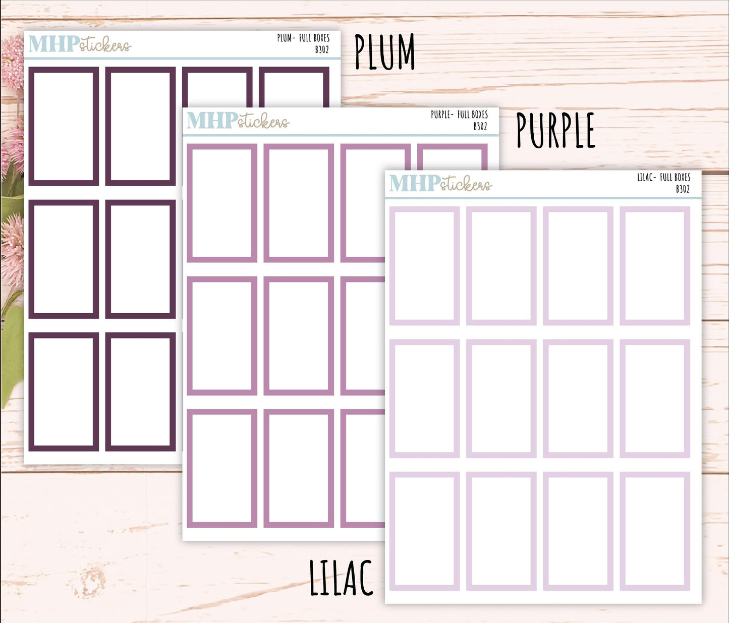 Full Box Stickers for 7x9 Planners. || B302