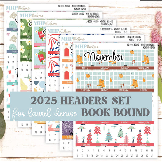 2025 Monthly Headers Set for Laurel Denise BOOK BOUND Planner || LD424