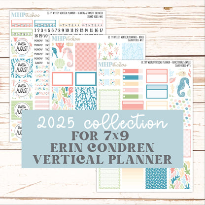 AUGUST Weekly Vertical Kits for 7x9 Erin Condren Planners. "Island Vibes" || ECWV