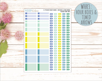 JULY Weekly Hourly Planning Kit for 7x9 Erin Condren Planners. "Blueberry Lemon" || ECWHR