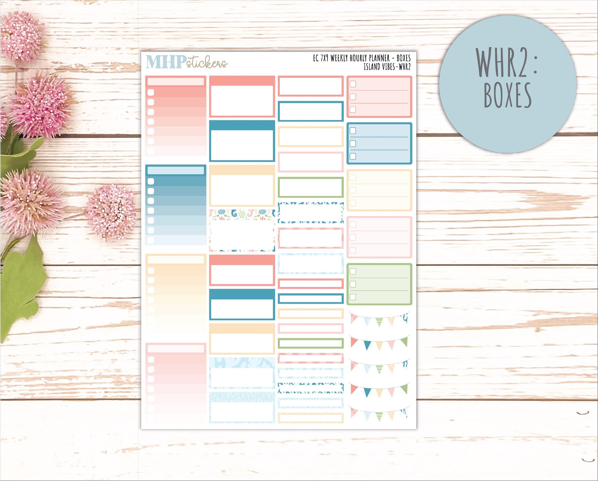 AUGUST Weekly Hourly Planning Kits for 7x9 Erin Condren Planners. "Island Vibes" || ECWHR