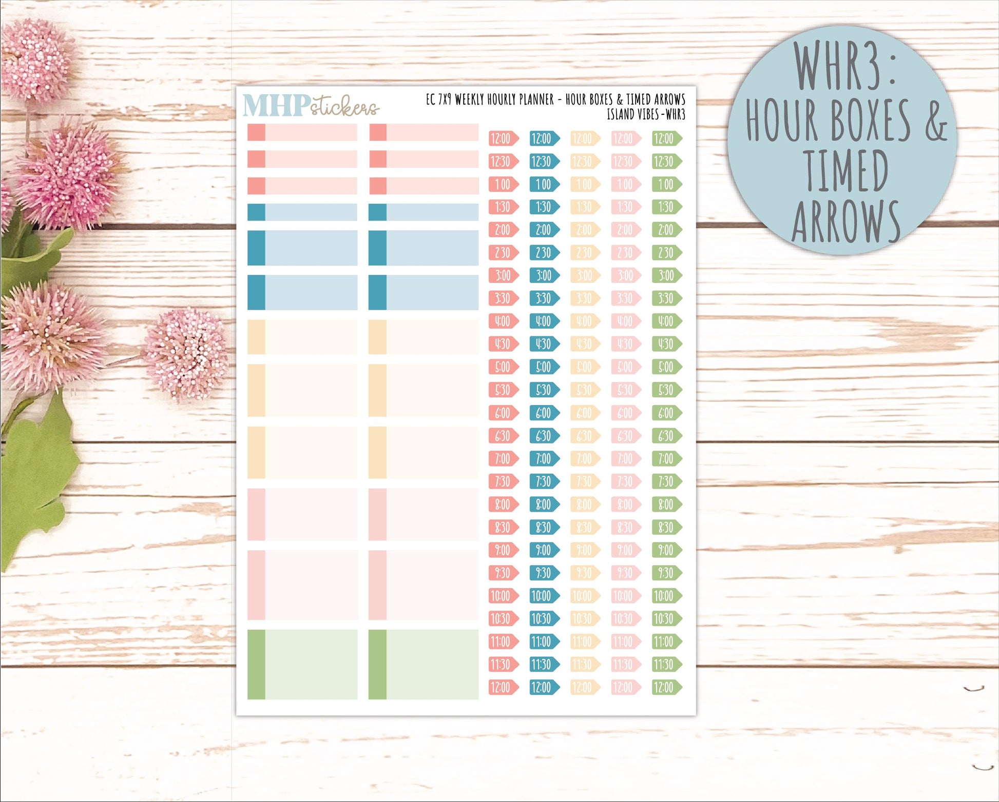 AUGUST Weekly Hourly Planning Kits for 7x9 Erin Condren Planners. "Island Vibes" || ECWHR