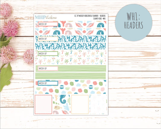 AUGUST Weekly Horizontal Planning Kit for 7x9 Erin Condren Planners. "Island Vibes" || ECWH