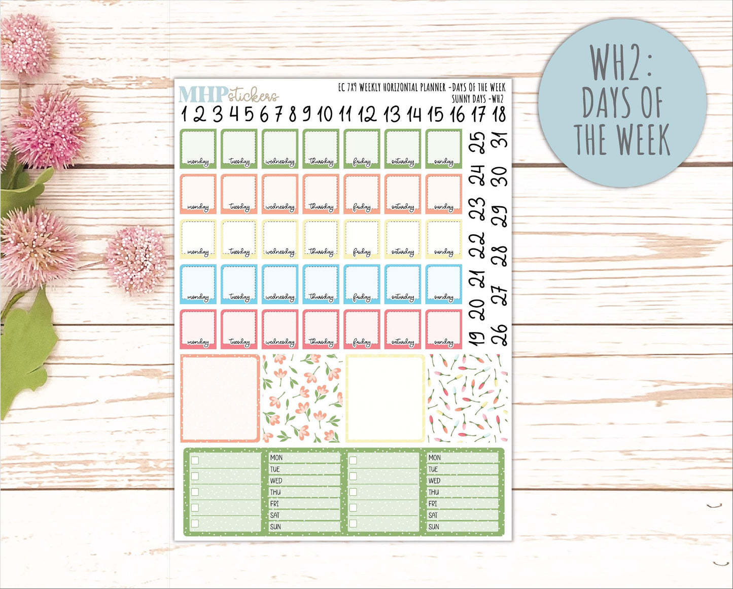 AUGUST Weekly Horizontal Planning Kit for 7x9 Erin Condren Planners. "Sunny Days" || ECWH