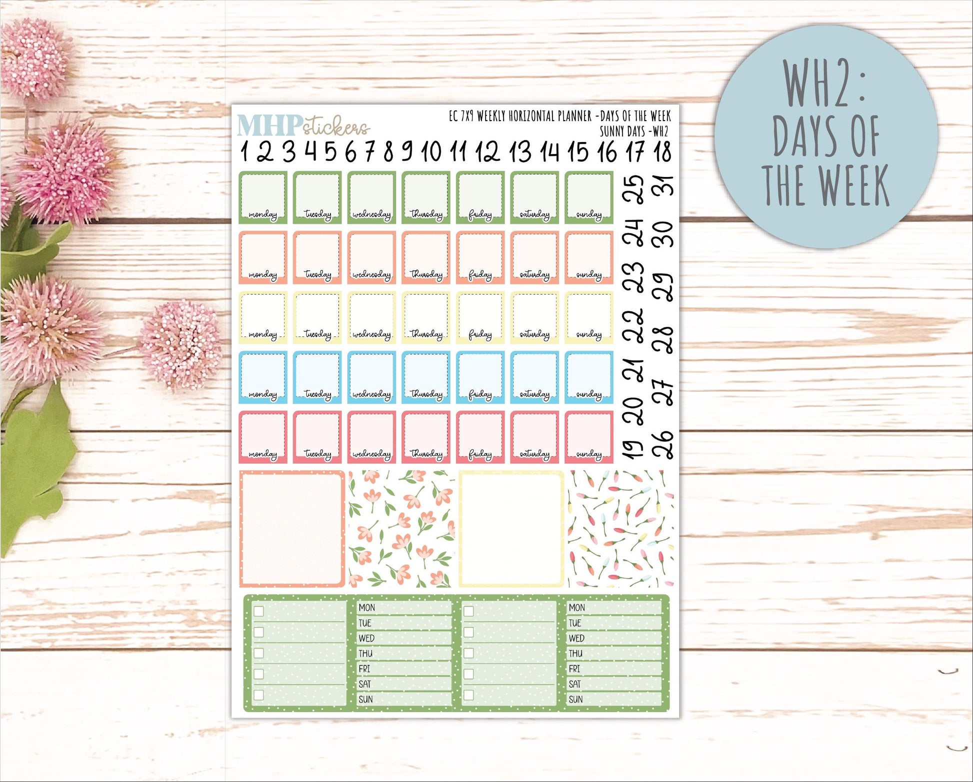 AUGUST Weekly Horizontal Planning Kit for 7x9 Erin Condren Planners. "Sunny Days" || ECWH
