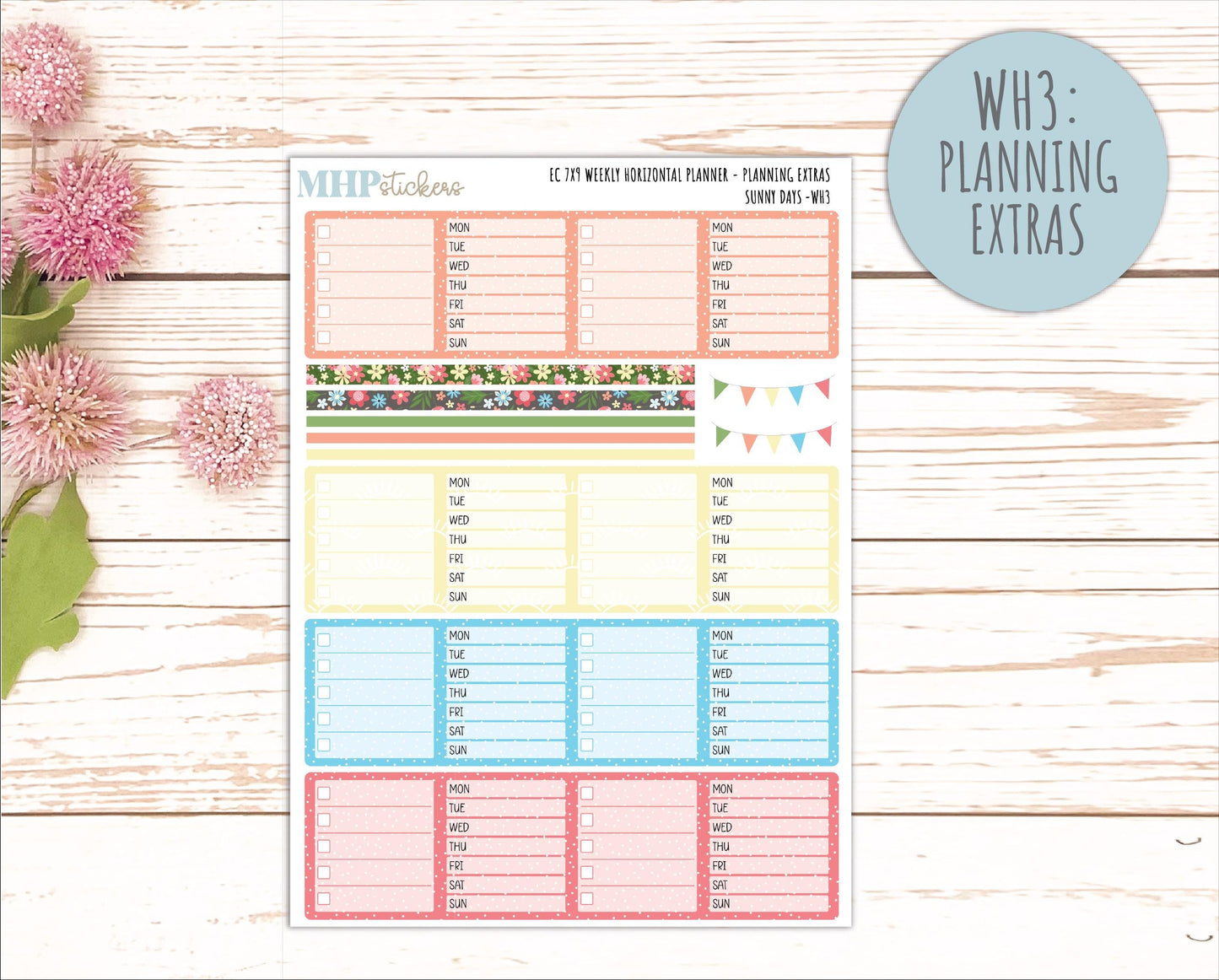 AUGUST Weekly Horizontal Planning Kit for 7x9 Erin Condren Planners. "Sunny Days" || ECWH