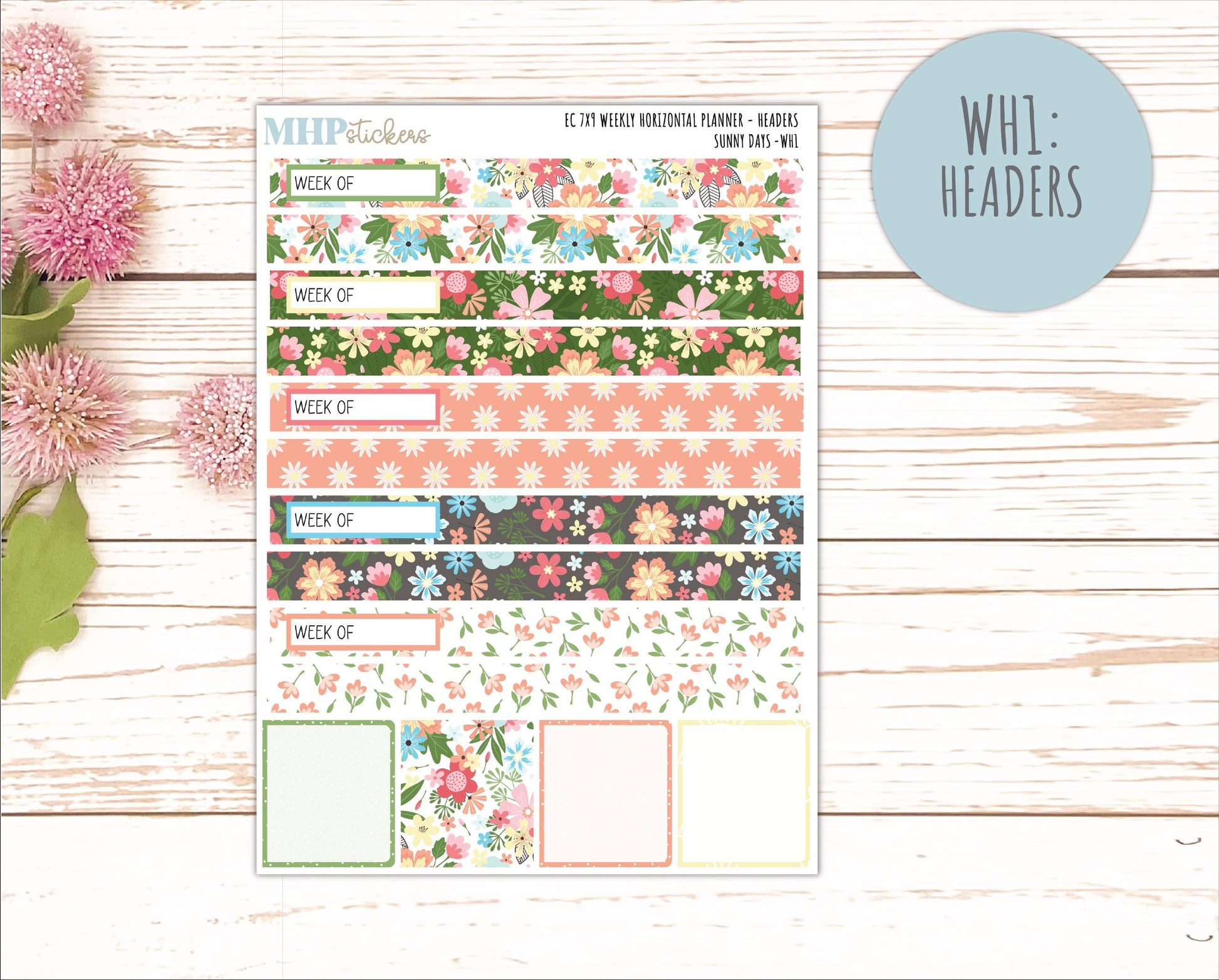 AUGUST Weekly Horizontal Planning Kit for 7x9 Erin Condren Planners. "Sunny Days" || ECWH