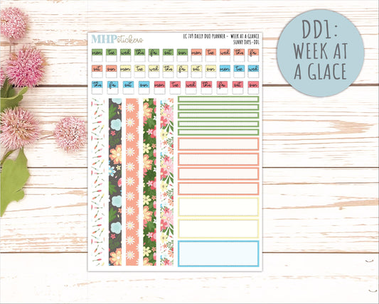 AUGUST Daily Duo Sticker Kit for 7x9 Erin Condren Planners. "Sunny Days" || ECDD