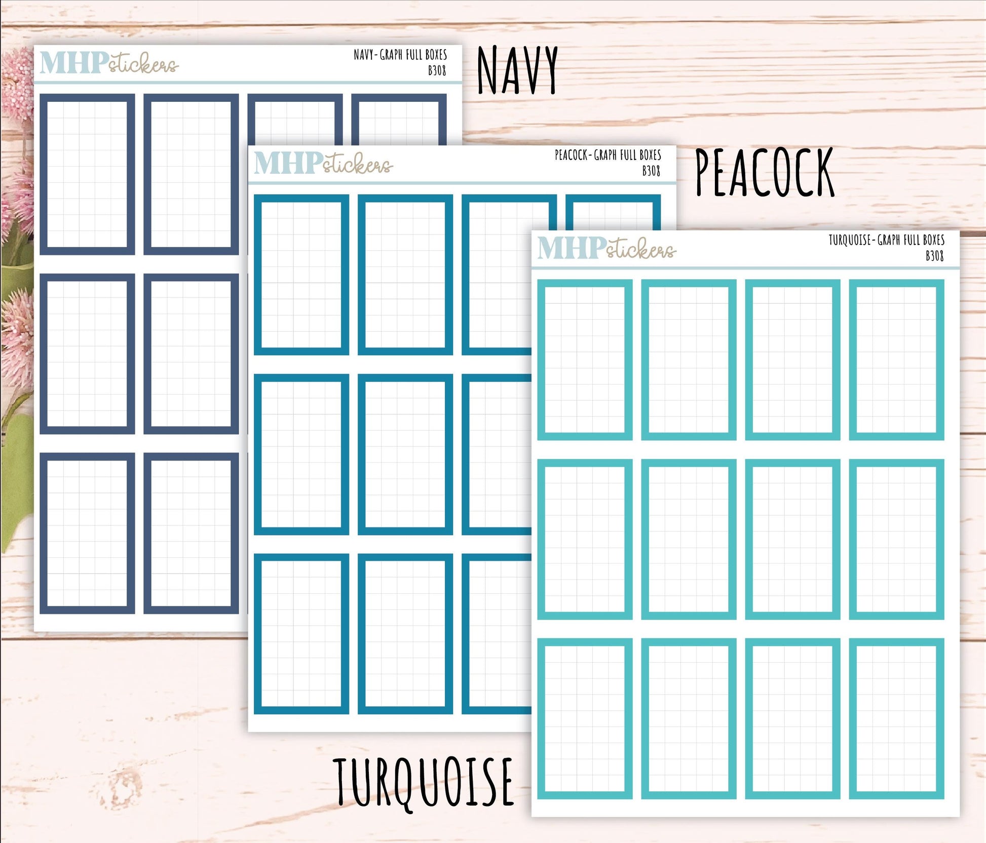 Full Graph Box Stickers for 7x9 Planners. || B308