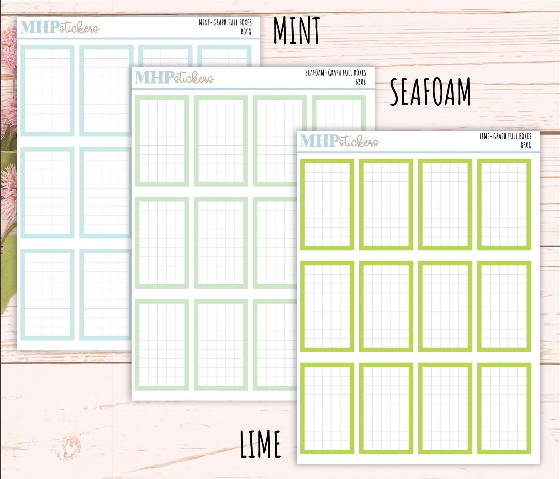 Full Graph Box Stickers for 7x9 Planners. || B308