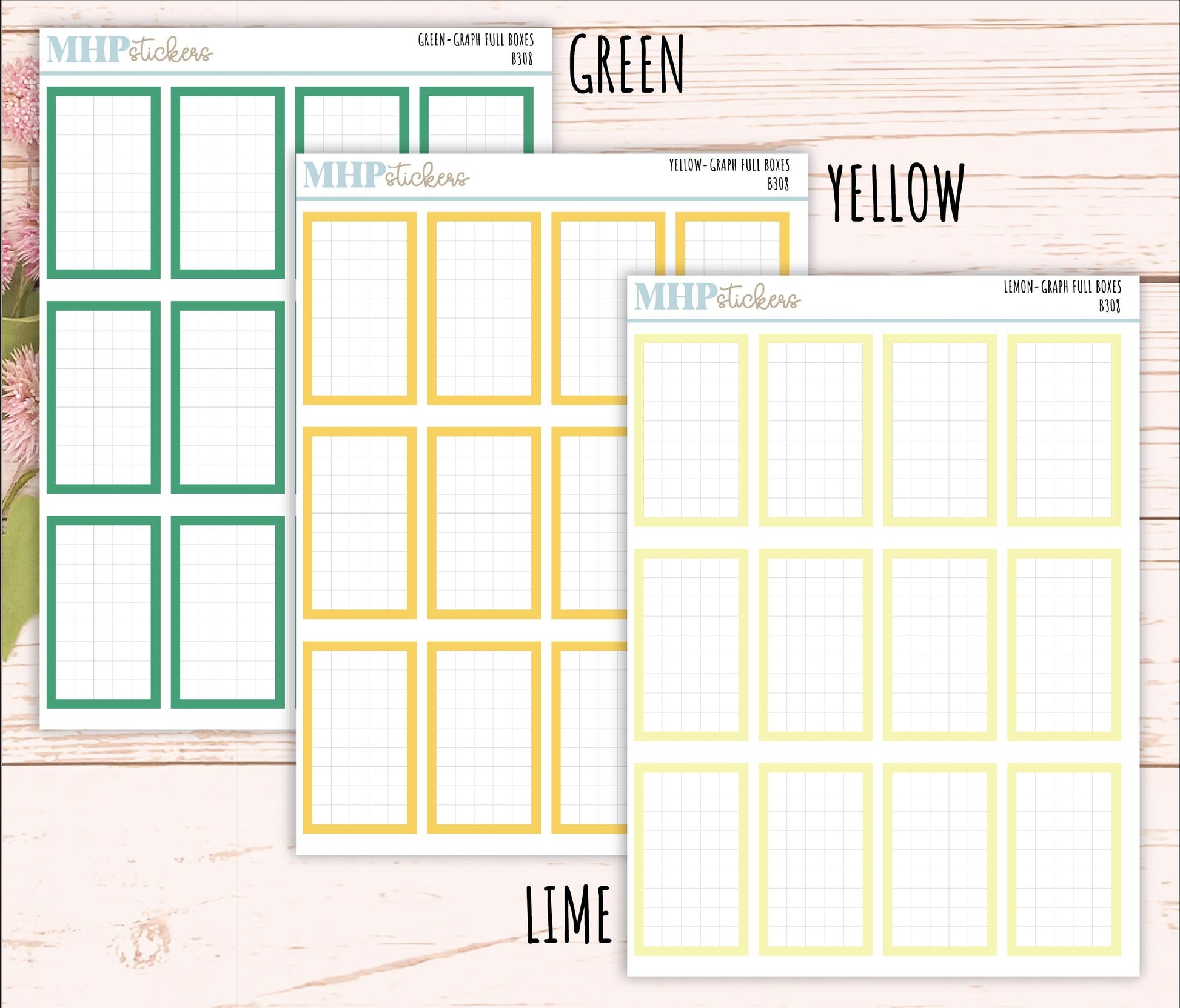 Full Graph Box Stickers for 7x9 Planners. || B308