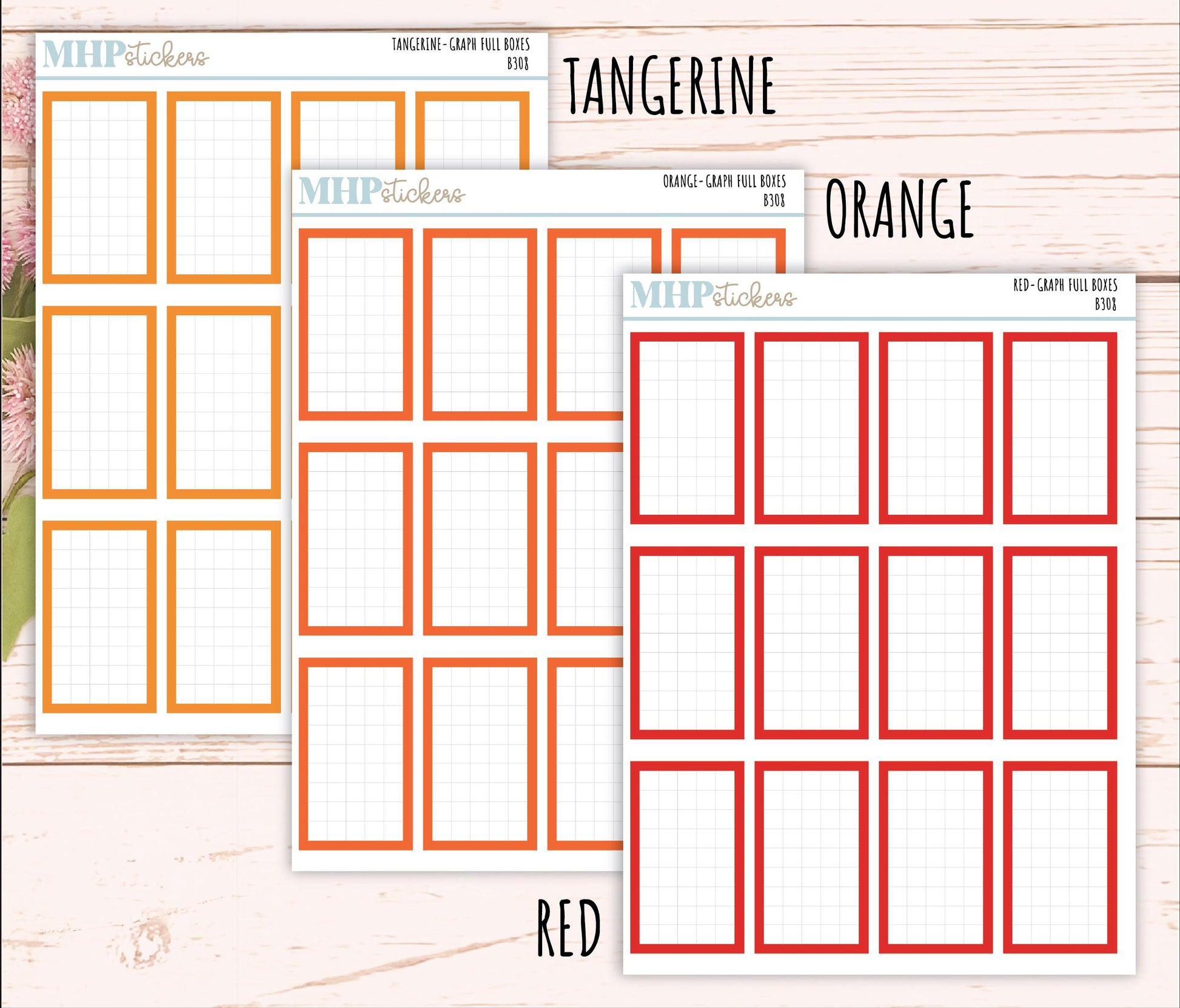 Full Graph Box Stickers for 7x9 Planners. || B308