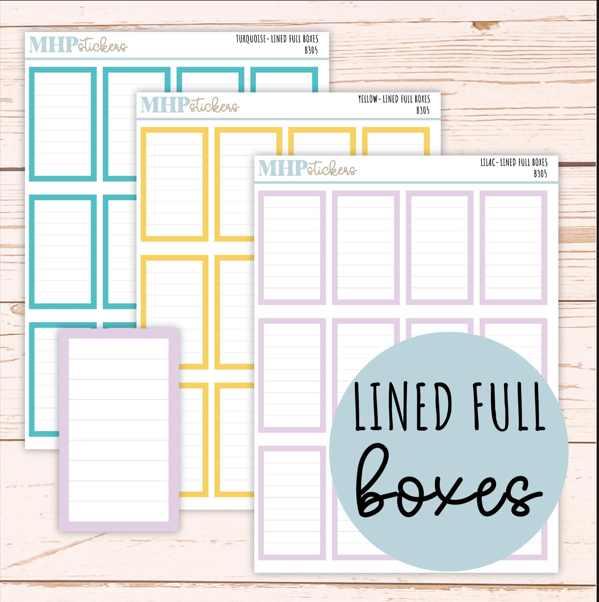 Full Lined Box Stickers for 7x9 Planners. || B305