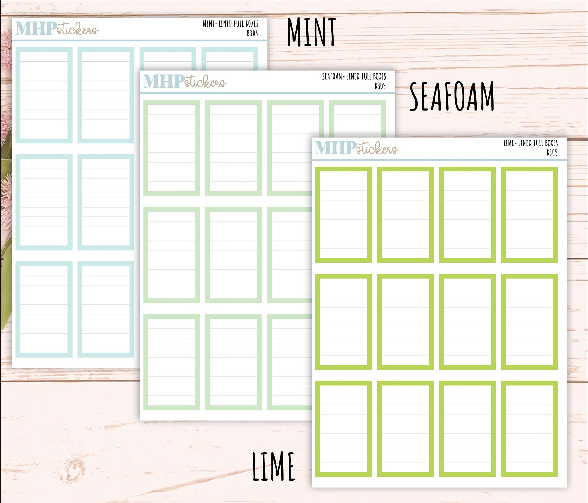 Full Lined Box Stickers for 7x9 Planners. || B305