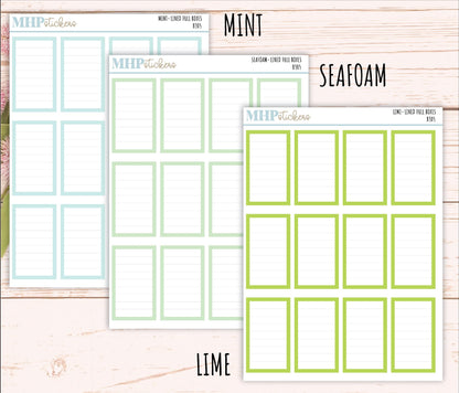 Full Lined Box Stickers for 7x9 Planners. || B305
