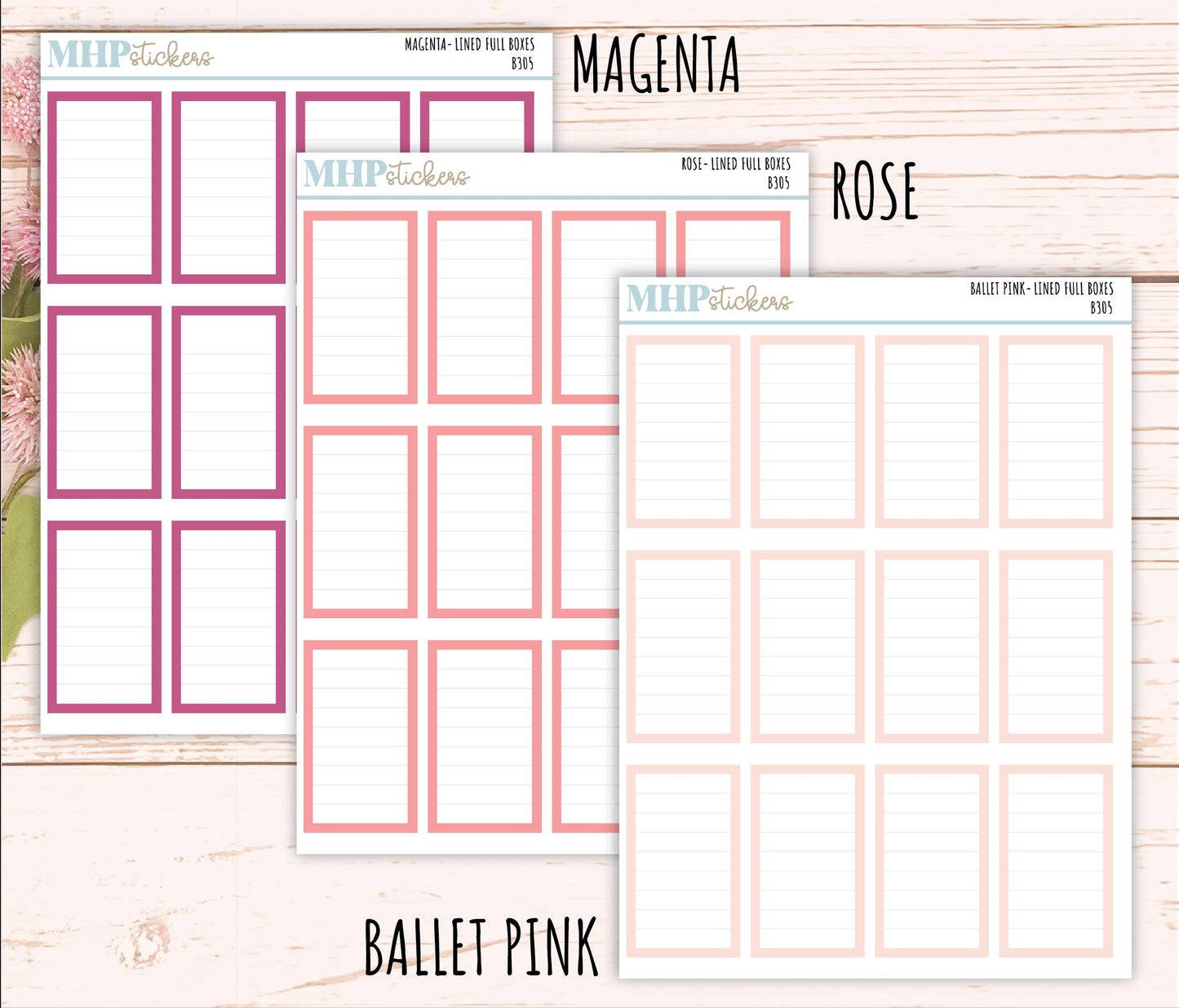 Full Lined Box Stickers for 7x9 Planners. || B305