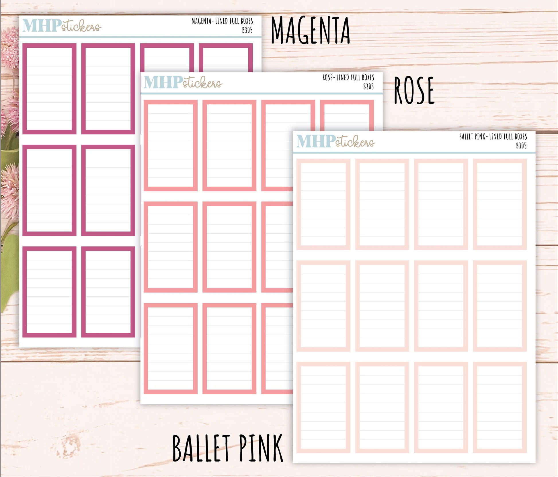 Full Lined Box Stickers for 7x9 Planners. || B305