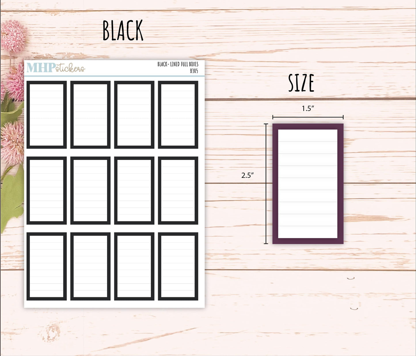 Full Lined Box Stickers for 7x9 Planners. || B305